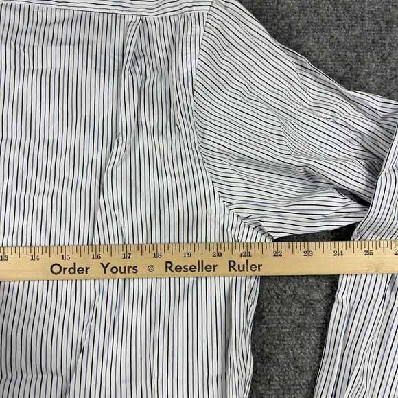 Polo Ralph Lauren Dress Shirt Mens 16 34/35 White Blue Stripe Custom Fit - Picture 6 of 8